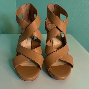 Beige Jessica Simpson size 7 wedges, worn once. Excellent condition!
